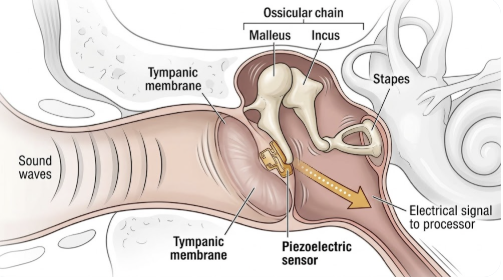 How fully implantable cochlear impalnt; piezoelectric sensor captures sound in Acclaim CI