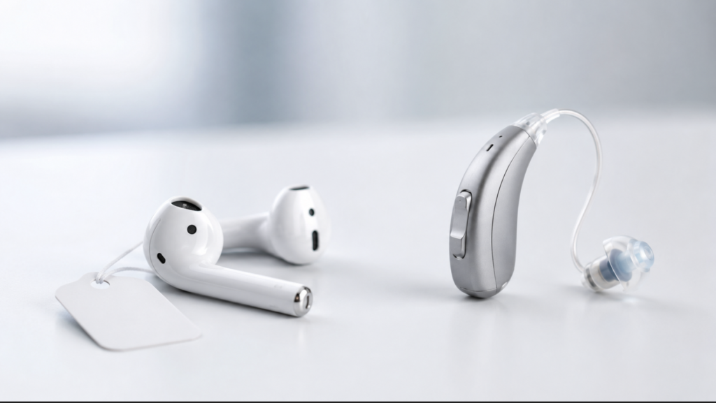 PSAP vs hearing aid comparison infographic