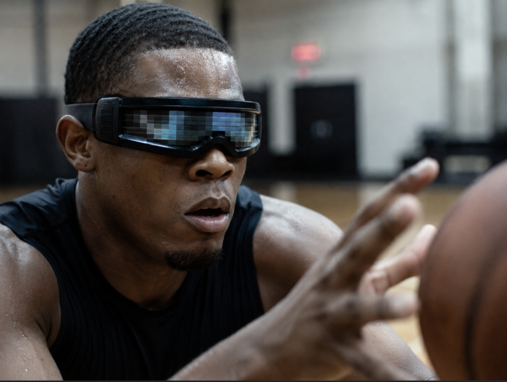 Athlete wearing Senaptec Strobe goggles during sports drill