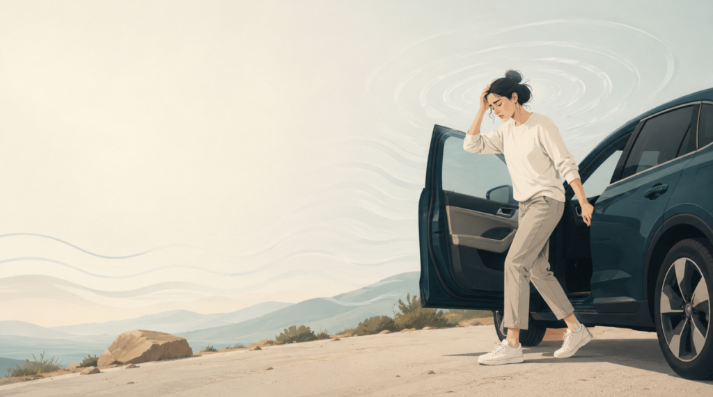 Motion sickness aftereffects: vestibular system diagram