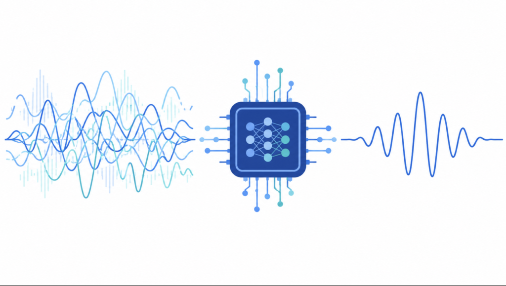 Diagram of a deep neural network separating speech from background noise