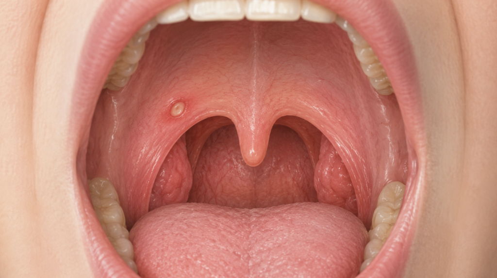 Aphthous ulcer on the soft palate