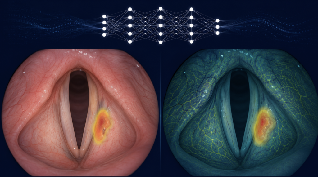 CNN-based AI for laryngeal cancer diagnosis on laryngoscopy with heatmap overlay