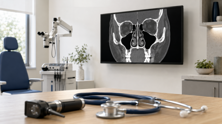 Deviated septum diagnosis with AI-assisted CT imaging — ENT clinical workflow