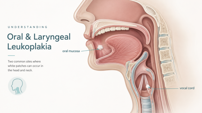 Leukoplakia white patches on oral mucosa and vocal cord — visual guide to cancer risk assessment