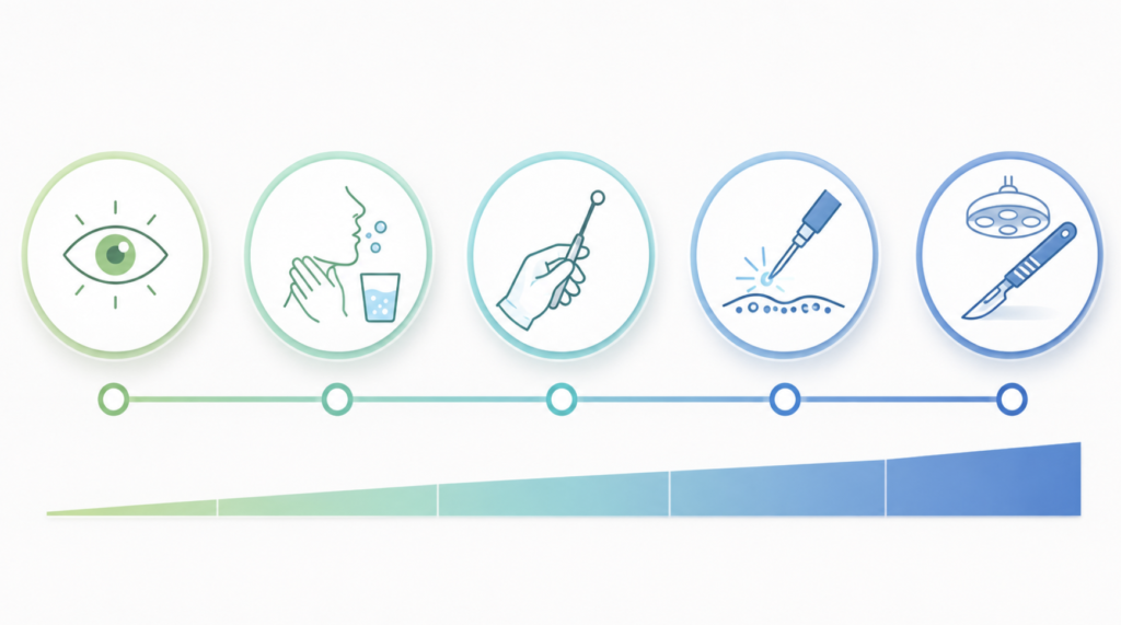 Comparison of tonsil stones treatment options by invasiveness and recovery time