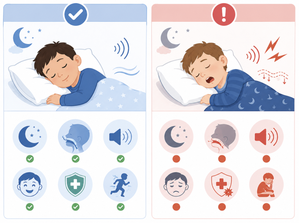 Comparison of normal versus abnormal child snoring red flags