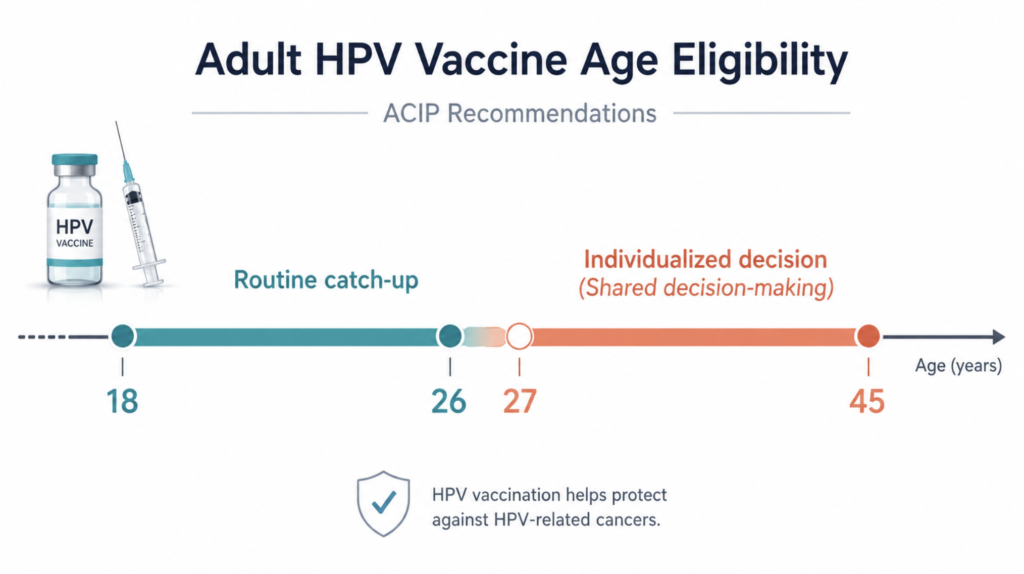 HPV vaccine age eligibility timeline for adults