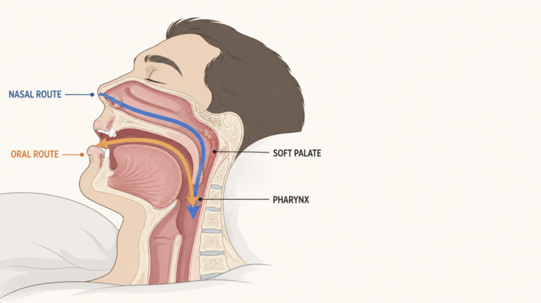 Does mouth taping help snoring — cross-section of the upper airway comparing the nasal and oral breathing routes during sleep