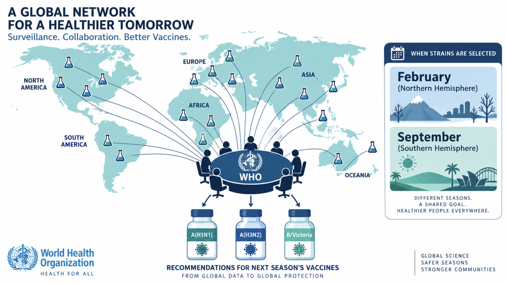 Global influenza surveillance network informing WHO flu vaccine strain selection