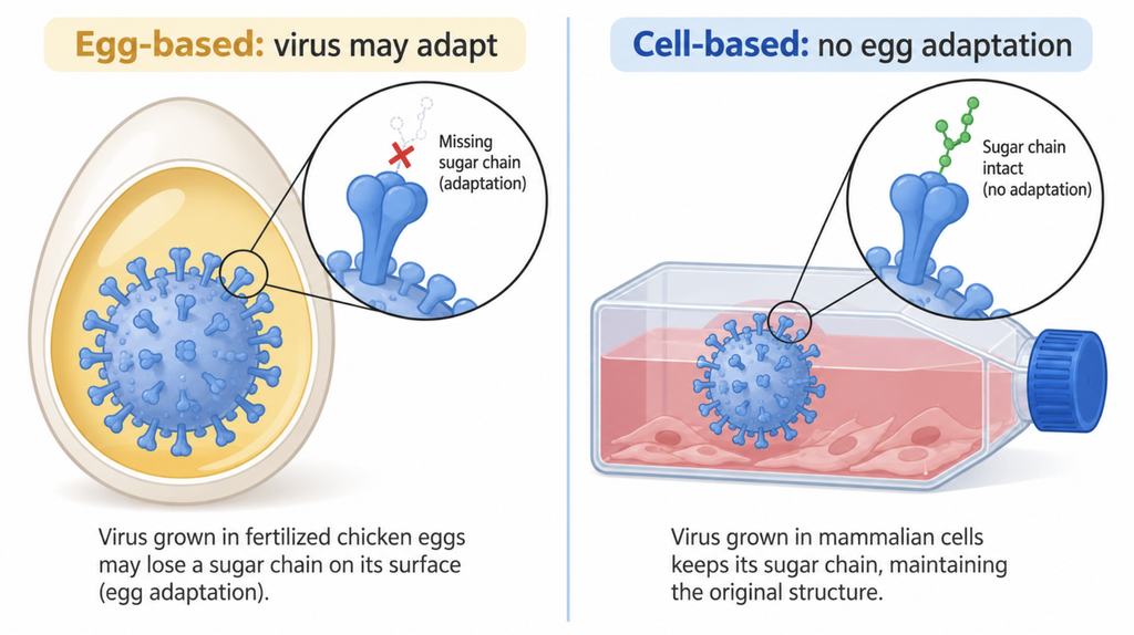 Egg-based vs cell-based flu vaccine production and egg-adaptive mutation